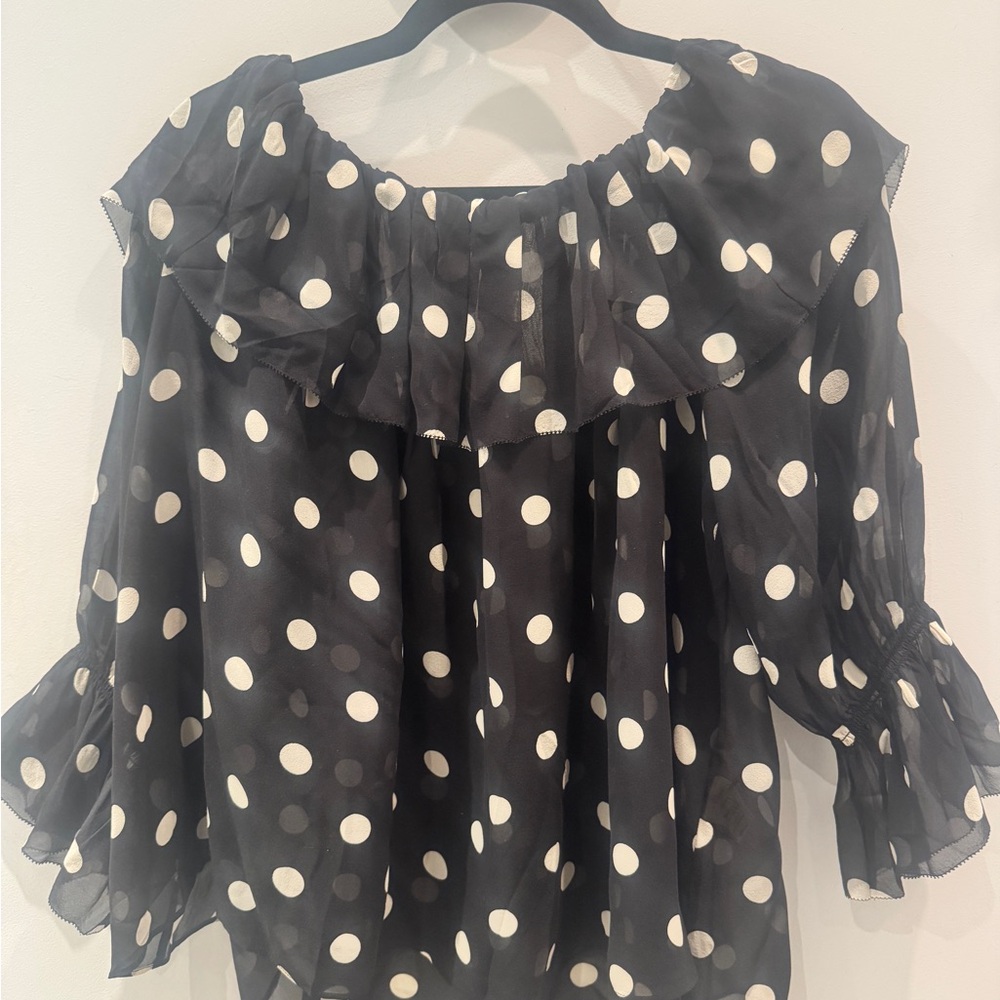 Doen Black and White Polka Dot Blouse